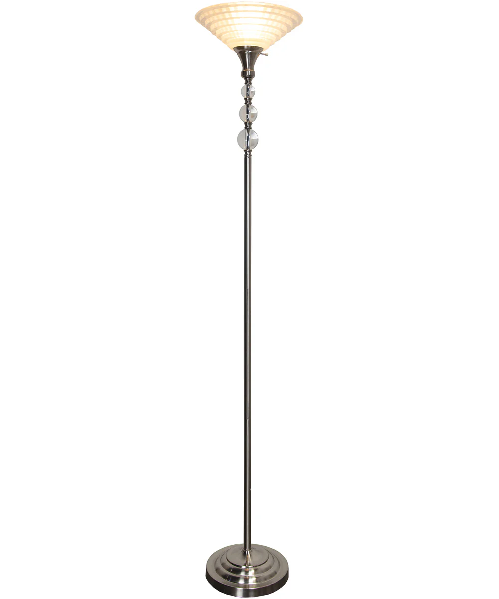 Alaris Orb Art Glass Polished Nickel Torchiere Floor Lamp
