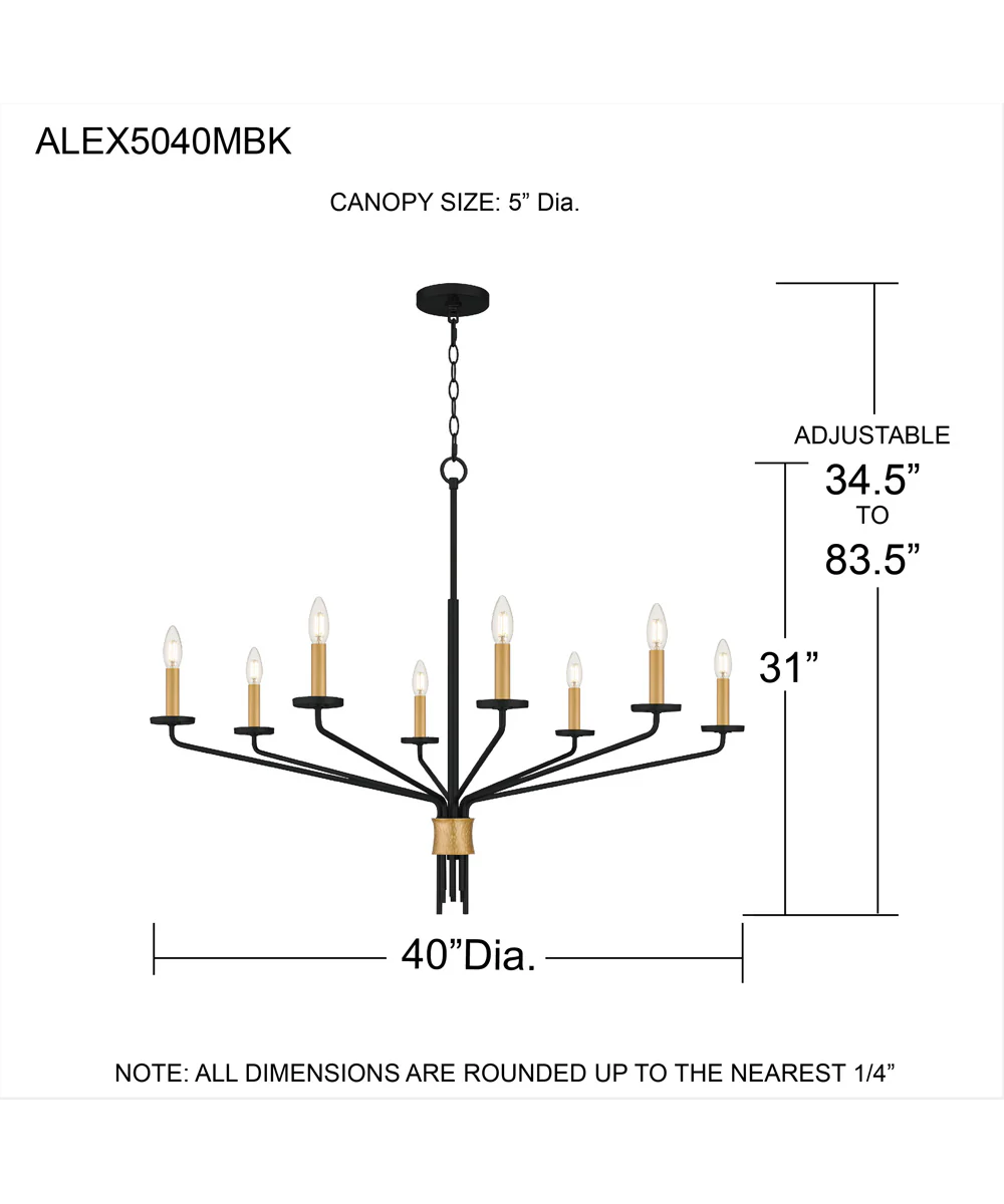 Alexander 8-light Chandelier Matte Black - Image 4