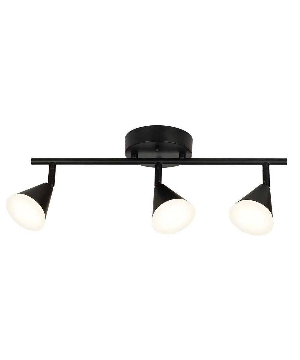 Alsy 19"W 3-Light LED Track Bar Modern Light Fixture, Matte Black with Frosted Acrylic Shades - Image 4