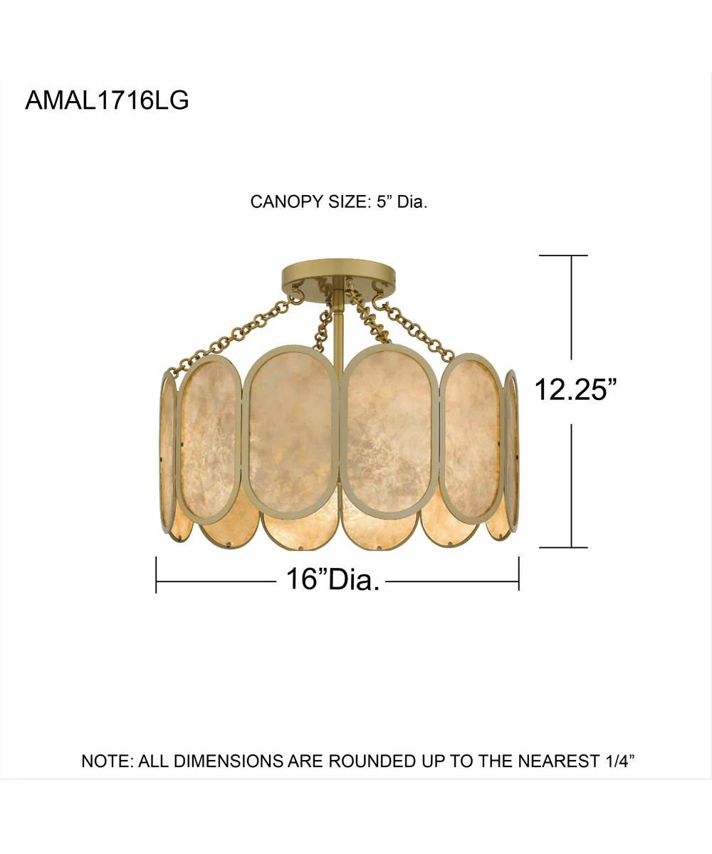 Amalia 3-light Semi Flush Mount Light Gold - Image 4