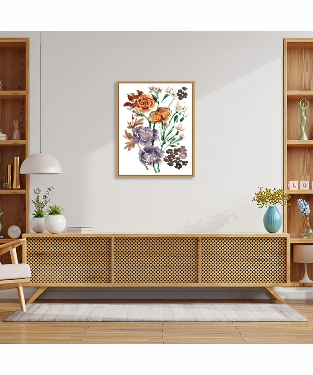Framed Autumn Garden Bouquet I by Ania Zwara Canvas Wall Art Print (23 W x 28 H), Sylvie Maple Frame - Image 2