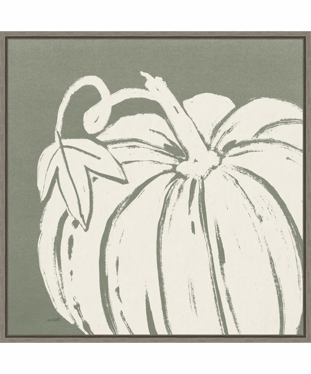 Framed Autumn Tones VII Chalk Green by Anne Tavoletti Canvas Wall Art Print (30 W x 30 H), Sylvie Greywash Frame