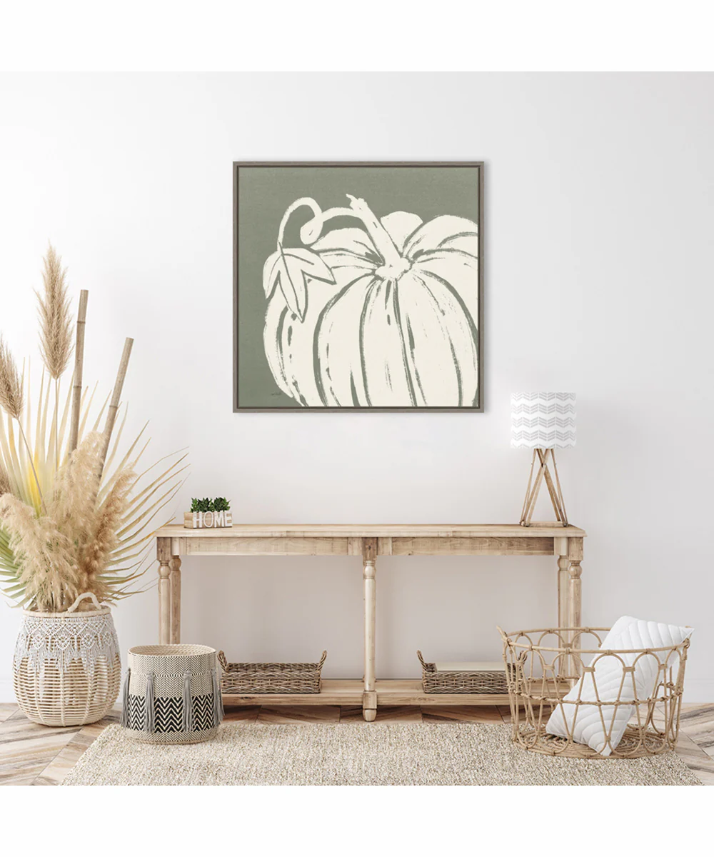 Framed Autumn Tones VII Chalk Green by Anne Tavoletti Canvas Wall Art Print (30 W x 30 H), Sylvie Greywash Frame - Image 2