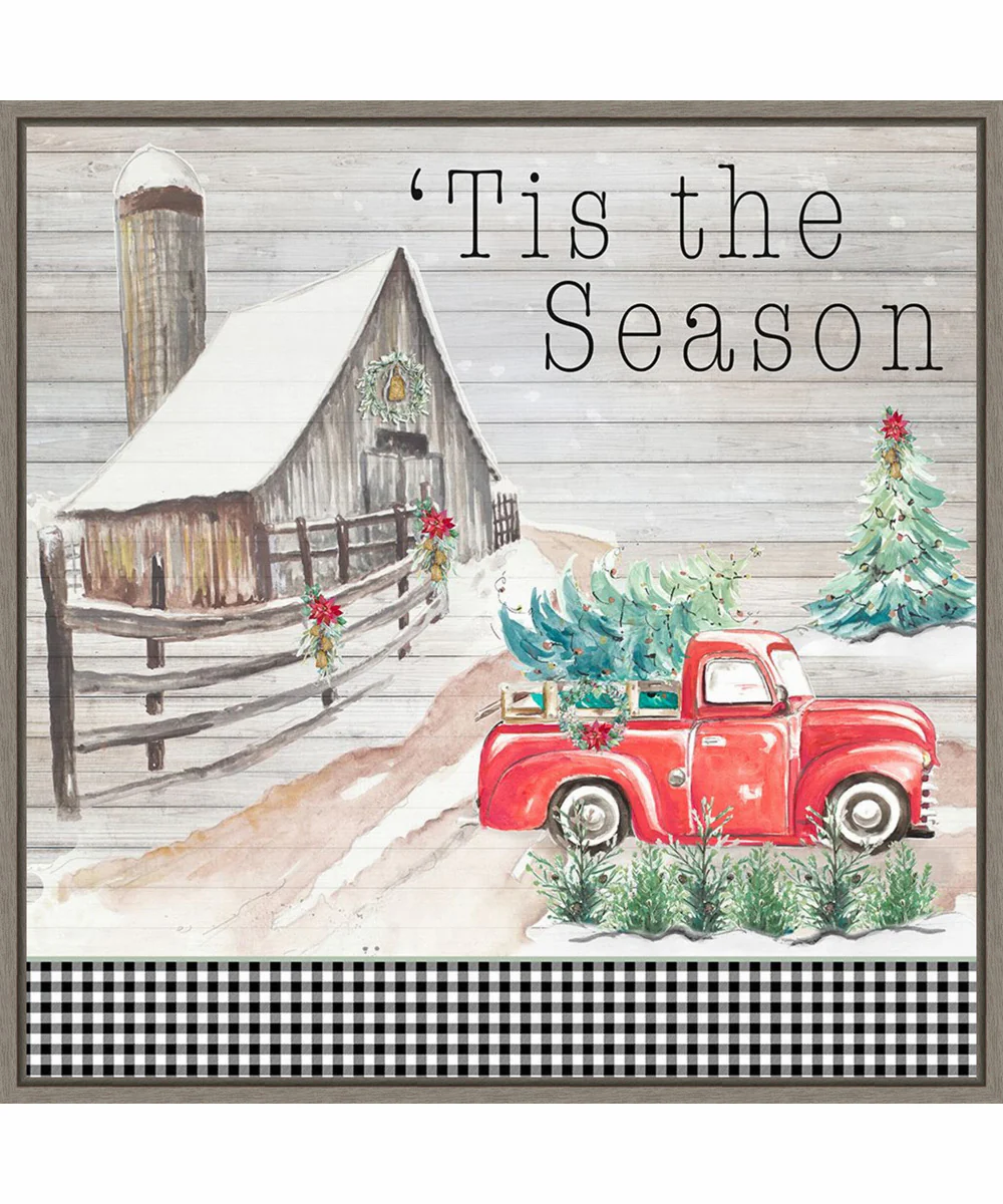 Framed Believe in Holiday Magic IV by Patricia Pinto Canvas Wall Art Print (30  W x 30  H), Sylvie Greywash Frame