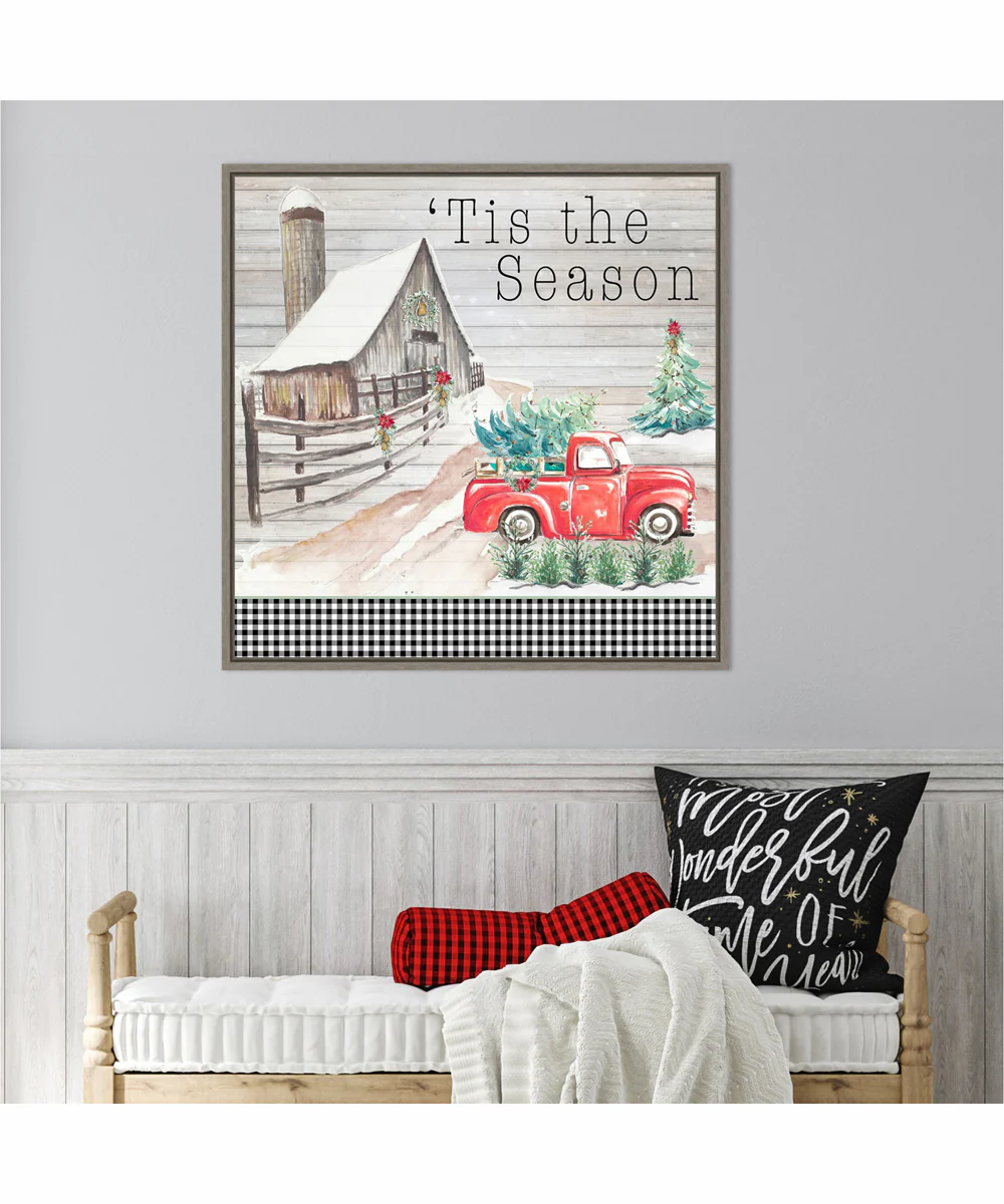 Framed Believe in Holiday Magic IV by Patricia Pinto Canvas Wall Art Print (30  W x 30  H), Sylvie Greywash Frame - Image 2