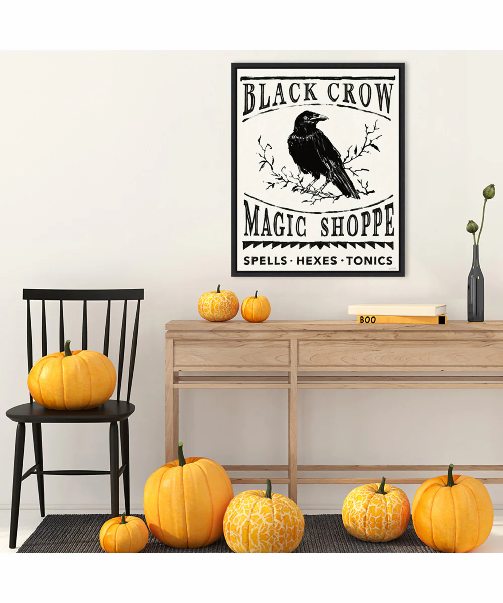 Framed Black Crow Halloween Dark by Anne Tavoletti Canvas Wall Art Print (23  W x 28  H), Sylvie Black Frame - Image 2