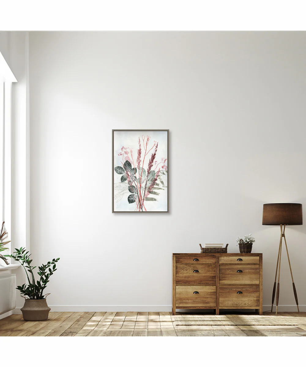 Framed Bouquet 2 Red Green by Pernille Folcarelli Canvas Wall Art Print (23  W x 33  H), Sylvie Greywash Frame - Image 2