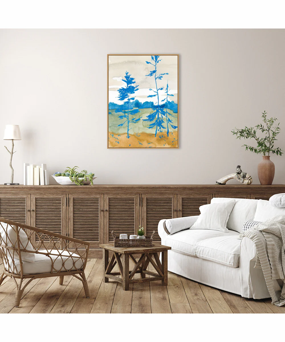 Framed Cerulean Spruce Trees II by Jacob Green Canvas Wall Art Print (32  W x 42  H), Sylvie Maple Frame - Image 2