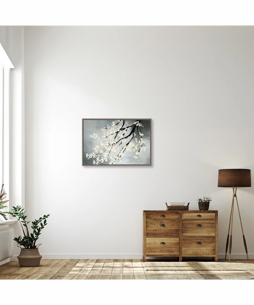 Framed Cherry Tree Blossoms by Kari Taylor Canvas Wall Art Print (33  W x 23  H), Sylvie Greywash Frame - Image 2
