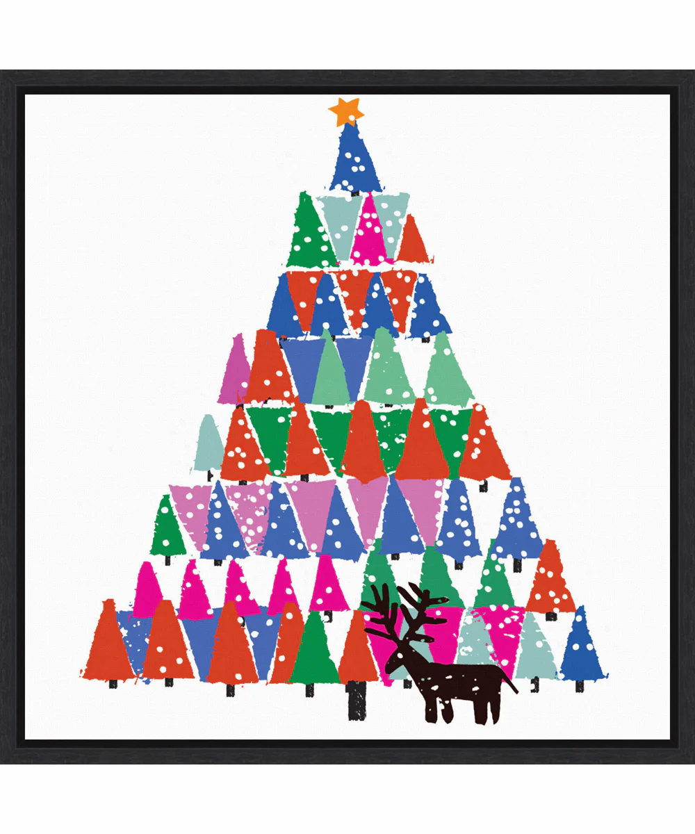 Framed Christmas Tree by Jenny Frean Canvas Wall Art Print (22 W x 22 H), Sylvie Black Frame