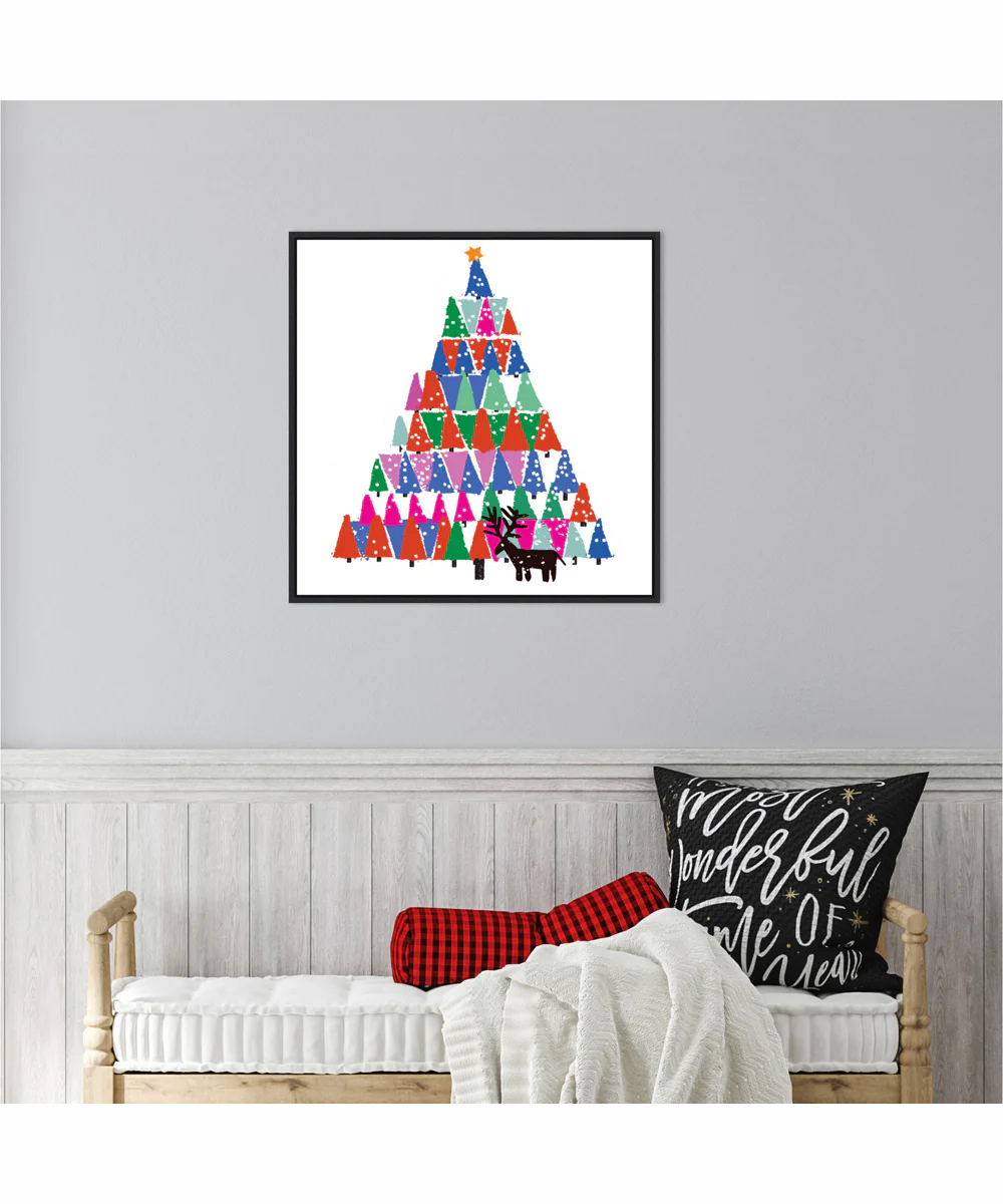 Framed Christmas Tree by Jenny Frean Canvas Wall Art Print (22 W x 22 H), Sylvie Black Frame - Image 2