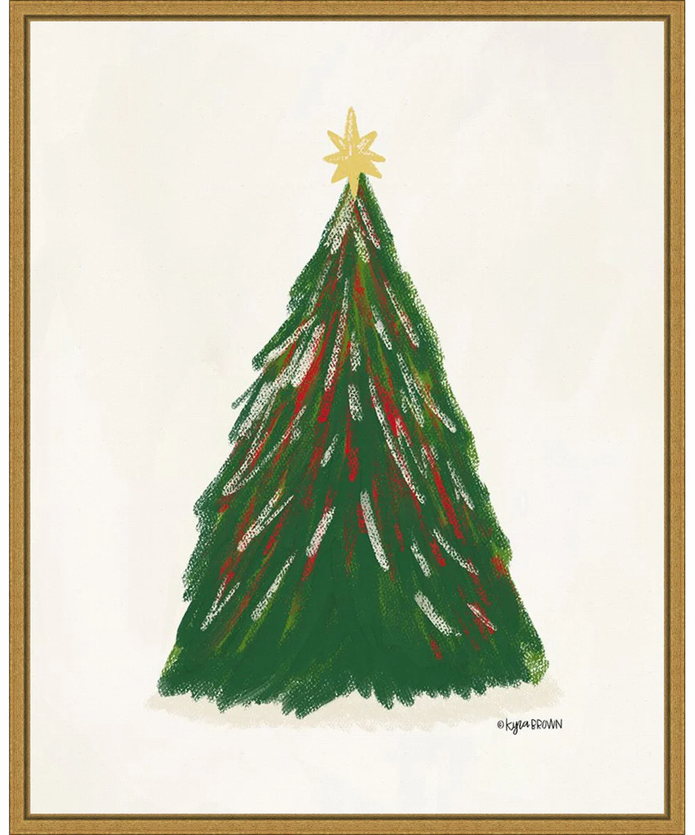Framed Christmas Tree II by Kyra Brown Canvas Wall Art Print (23 W x 28 H), Sylvie Gold Frame