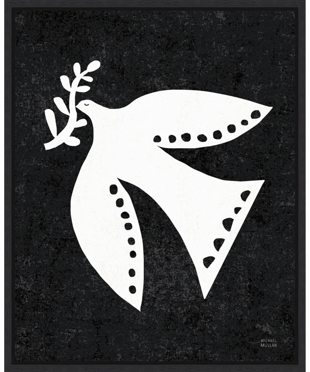 Framed Christmas Whimsy Dove by Michael Mullan Canvas Wall Art Print (23  W x 28  H), Sylvie Black Frame