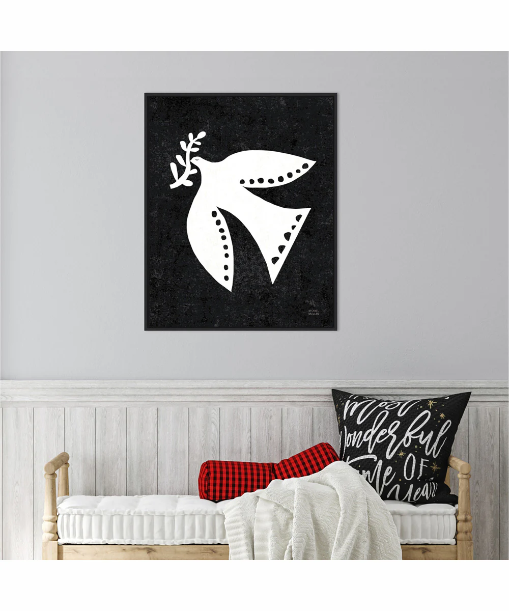 Framed Christmas Whimsy Dove by Michael Mullan Canvas Wall Art Print (23  W x 28  H), Sylvie Black Frame - Image 2