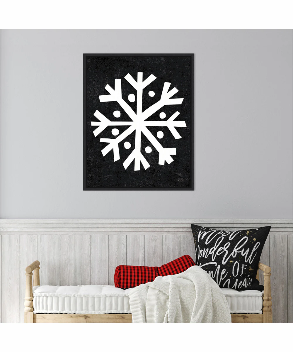 Framed Christmas Whimsy Snowflake by Michael Mullan Canvas Wall Art Print (23  W x 28  H), Sylvie Black Frame - Image 2