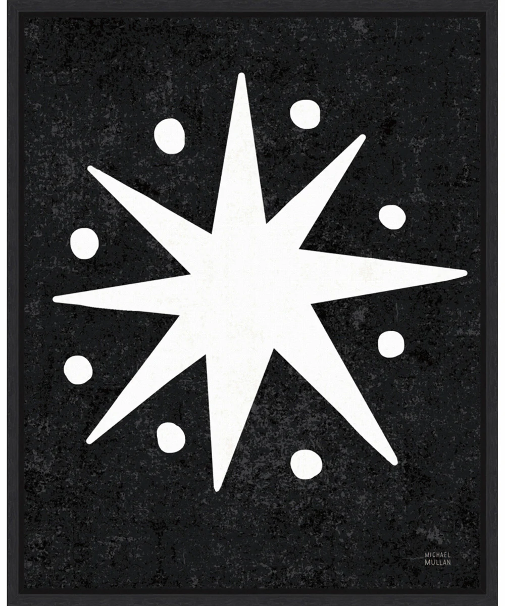Framed Christmas Whimsy Star by Michael Mullan Canvas Wall Art Print (23  W x 28  H), Sylvie Black Frame