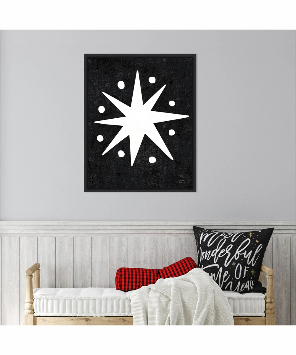 Framed Christmas Whimsy Star by Michael Mullan Canvas Wall Art Print (23  W x 28  H), Sylvie Black Frame - Image 2