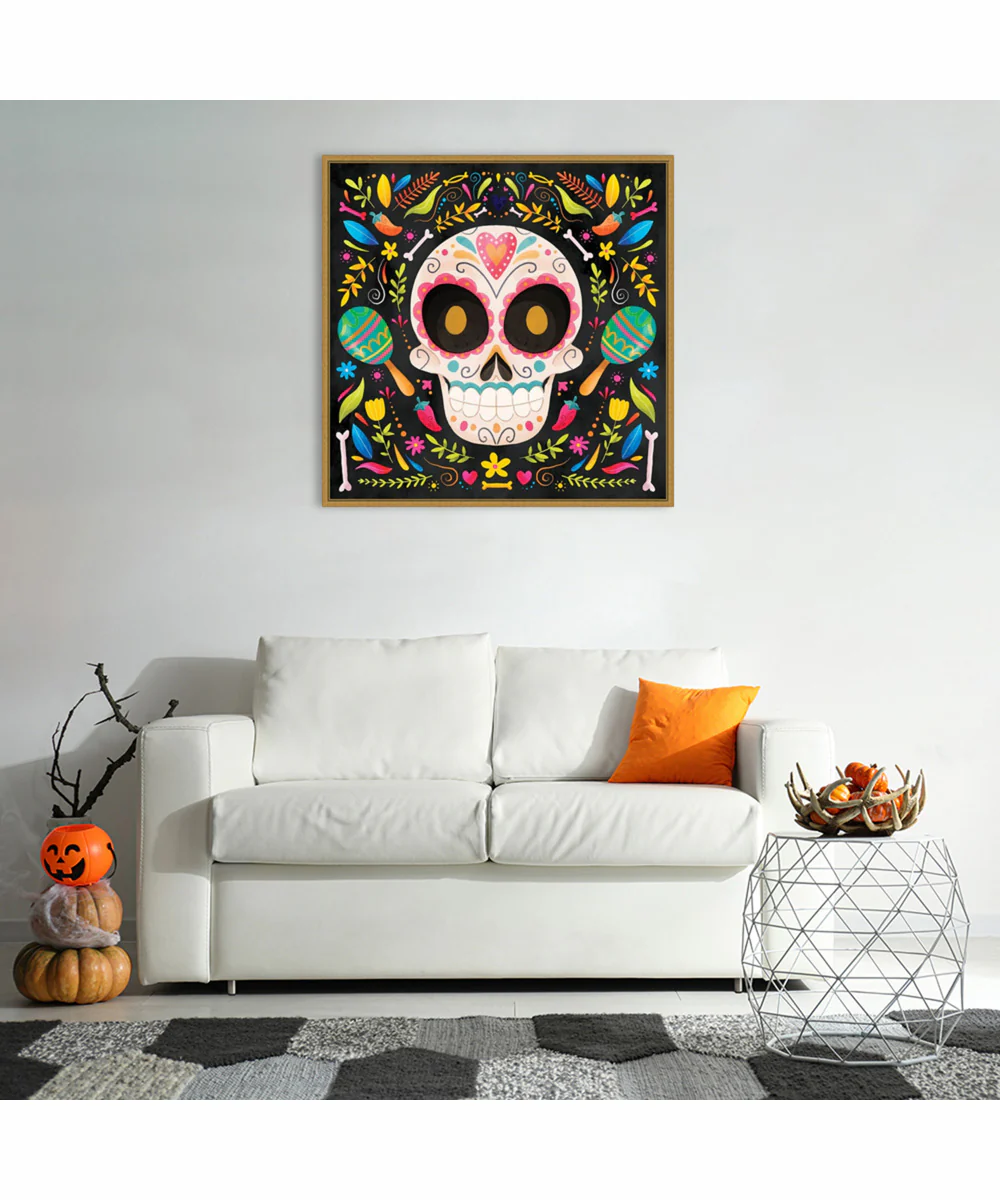Framed Day of the Dead IV by Art Nd Canvas Wall Art Print (30  W x 30  H), Sylvie Gold Frame - Image 2