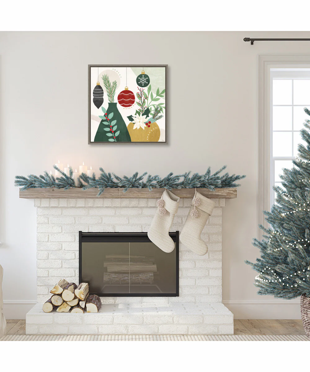 Framed Deco Holiday II by Veronique Charron Canvas Wall Art Print (22  W x 22  H), Sylvie Greywash Frame - Image 2