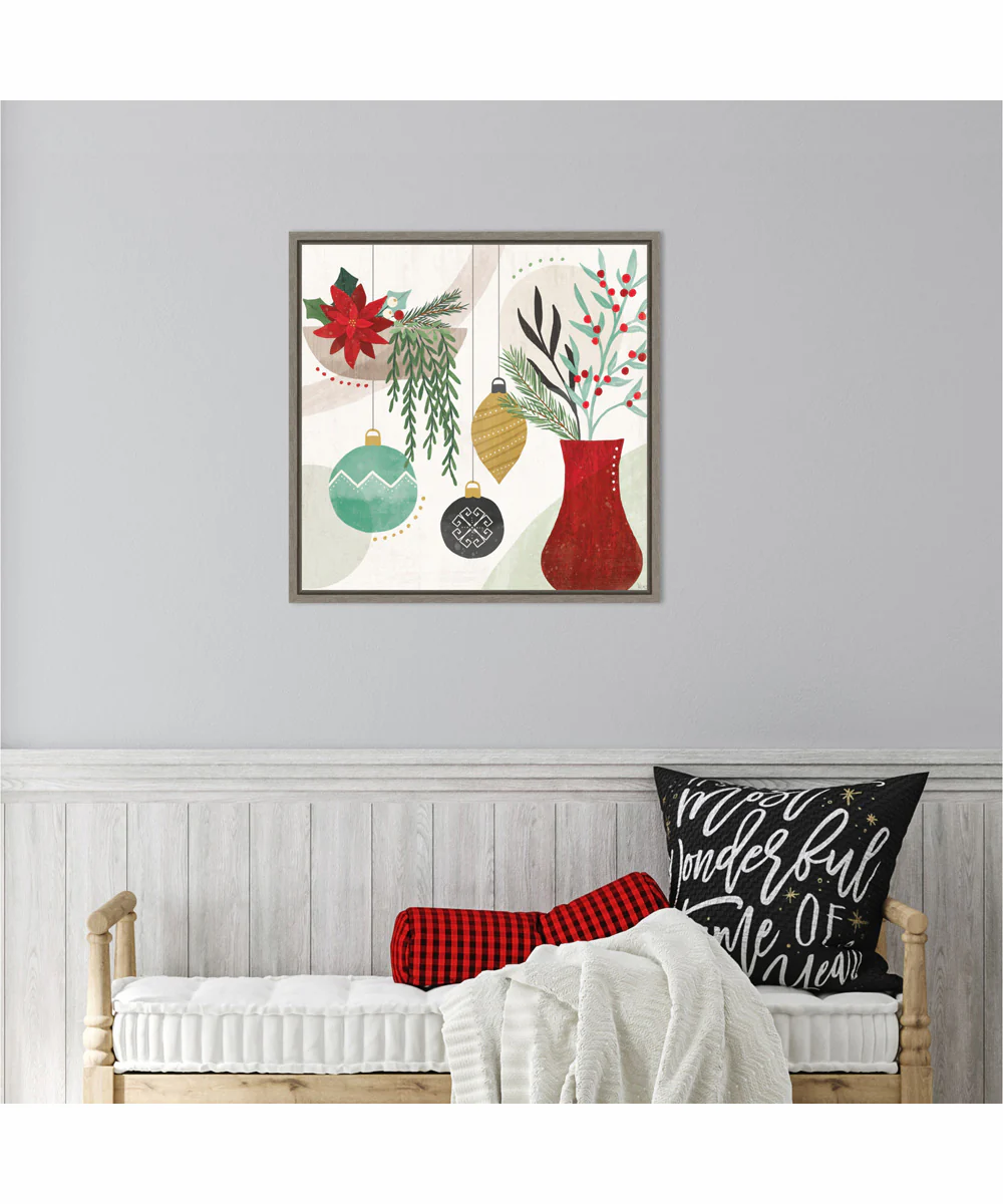 Framed Deco Holiday III by Veronique Charron Canvas Wall Art Print (22  W x 22  H), Sylvie Greywash Frame - Image 2
