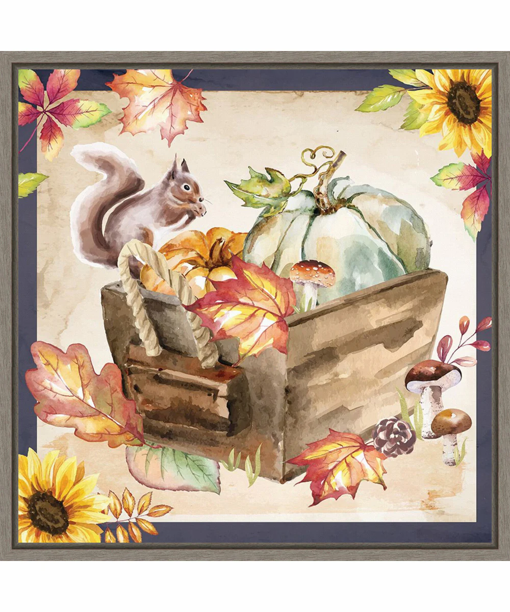 Framed Fall Foliage by Art Nd Canvas Wall Art Print (22  W x 22  H), Sylvie Greywash Frame