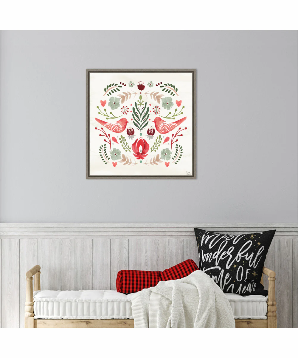 Framed Festive Season III by Dina June Canvas Wall Art Print (22  W x 22  H), Sylvie Greywash Frame - Image 2