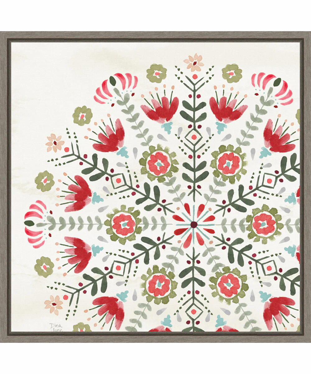 Framed Festive Season IX by Dina June Canvas Wall Art Print (22  W x 22  H), Sylvie Greywash Frame