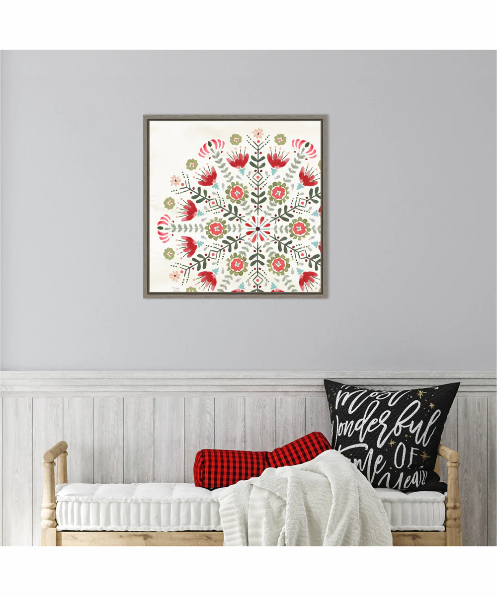Framed Festive Season IX by Dina June Canvas Wall Art Print (22  W x 22  H), Sylvie Greywash Frame - Image 2