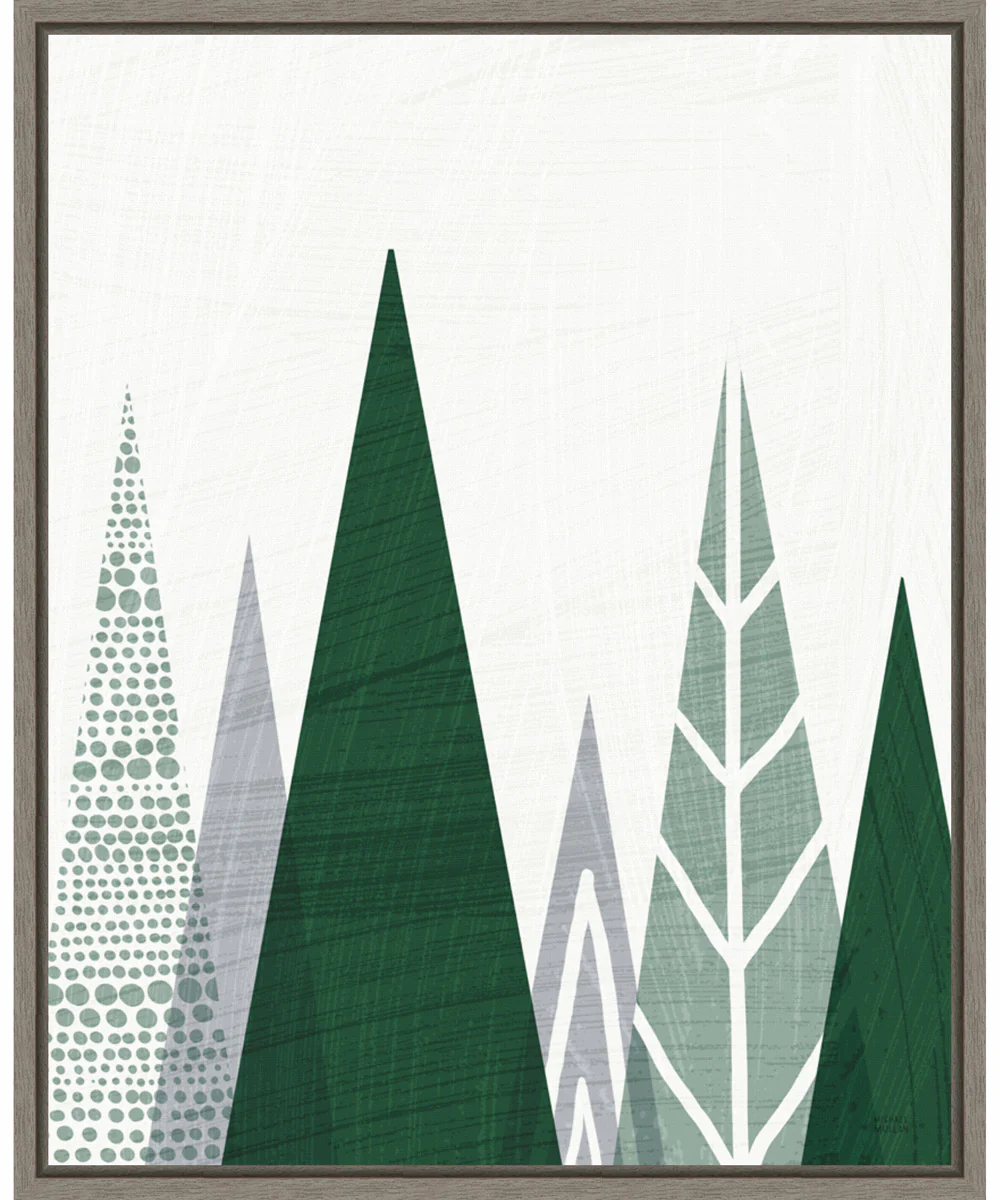 Framed Geometric Forest II Green Gray by Michael Mullan Canvas Wall Art Print (23 W x 28 H), Sylvie Greywash Frame