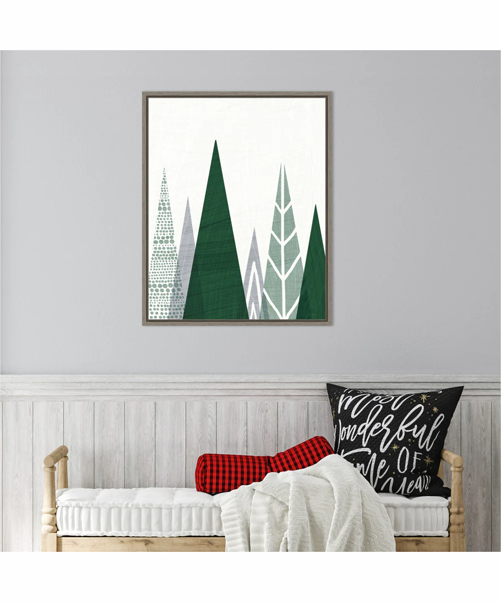 Framed Geometric Forest II Green Gray by Michael Mullan Canvas Wall Art Print (23 W x 28 H), Sylvie Greywash Frame - Image 2