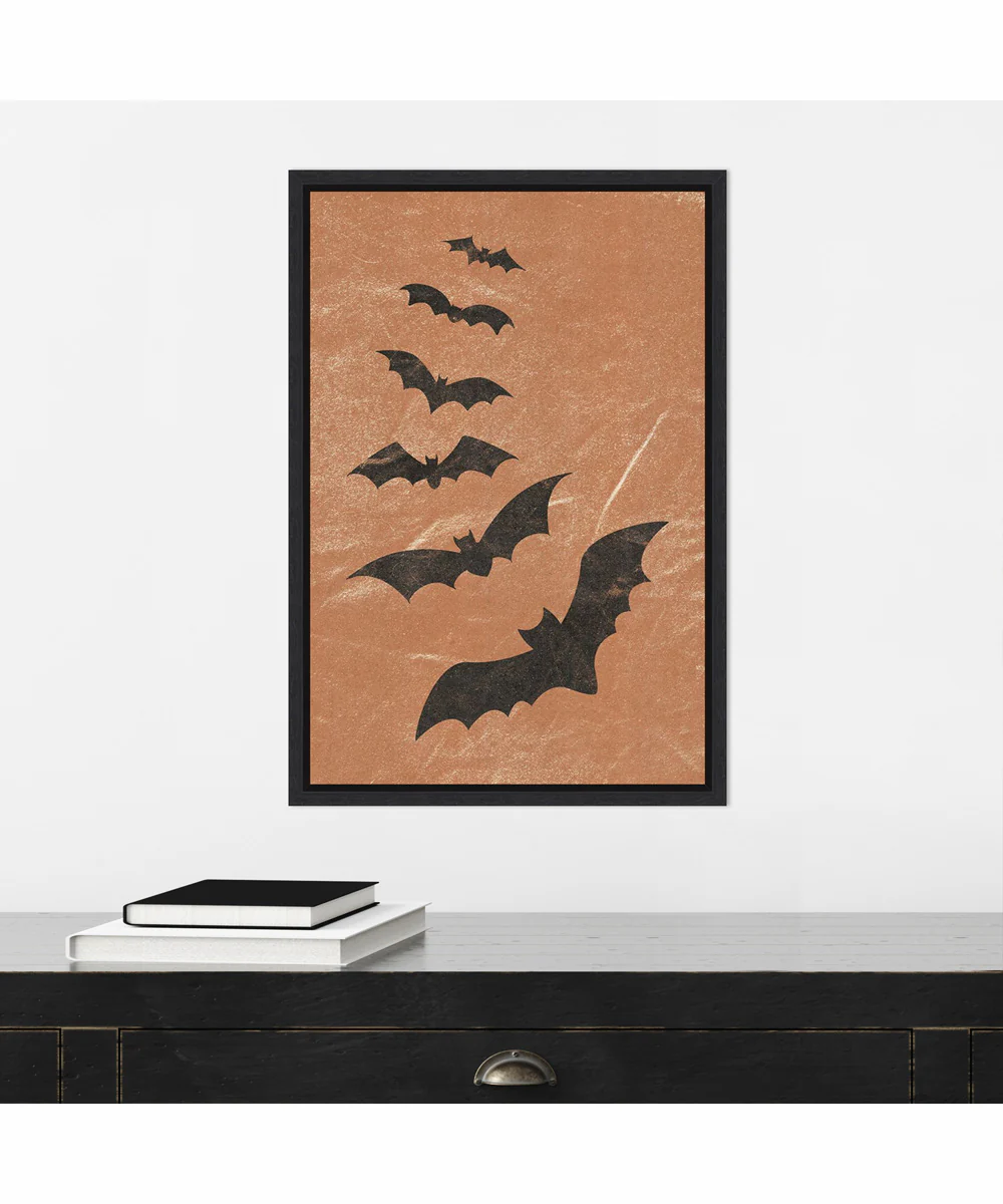 Framed Halloween Bats by JJ Design Canvas Wall Art Print (16  W x 23  H), Sylvie Black Frame - Image 2