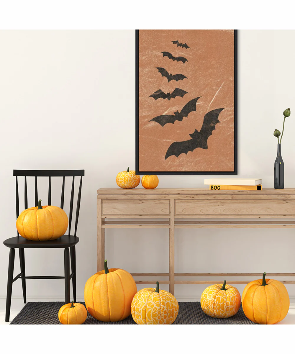 Framed Halloween Bats by JJ Design Canvas Wall Art Print (23  W x 33  H), Sylvie Black Frame - Image 2