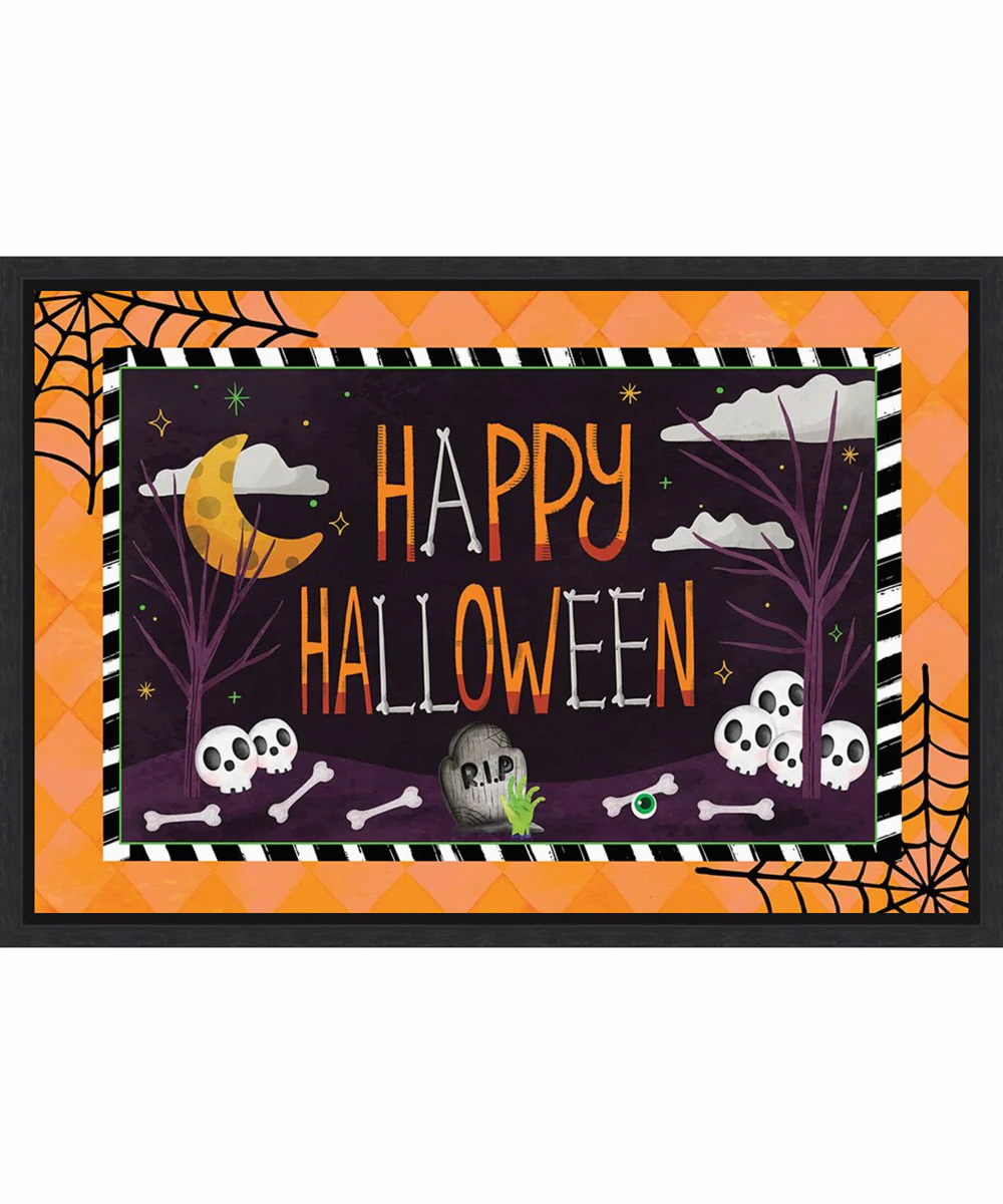 Framed Happy Halloween by Art Nd Canvas Wall Art Print (23 W x 16 H), Sylvie Black Frame