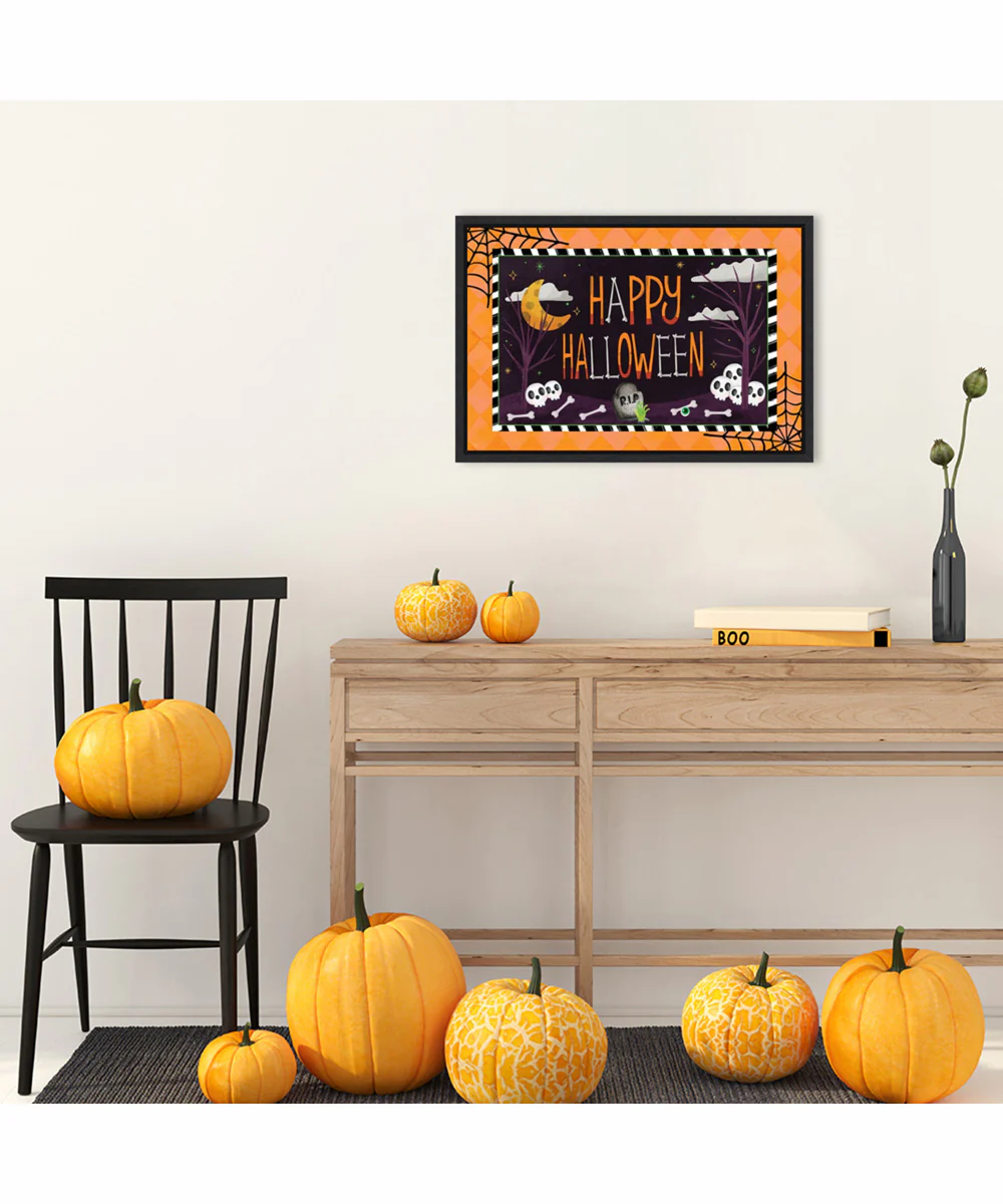 Framed Happy Halloween by Art Nd Canvas Wall Art Print (23 W x 16 H), Sylvie Black Frame - Image 2