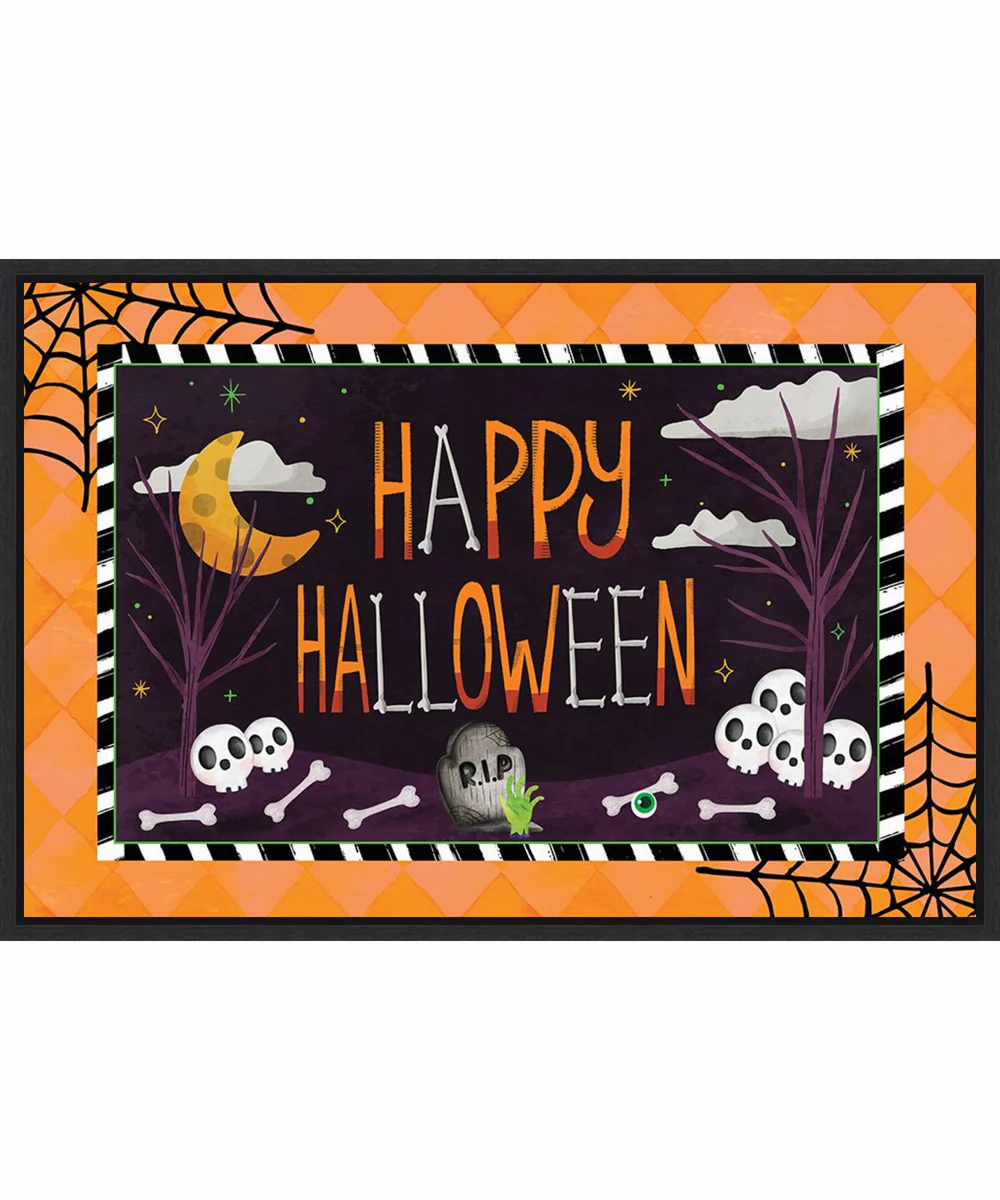 Framed Happy Halloween by Art Nd Canvas Wall Art Print (33 W x 23 H), Sylvie Black Frame