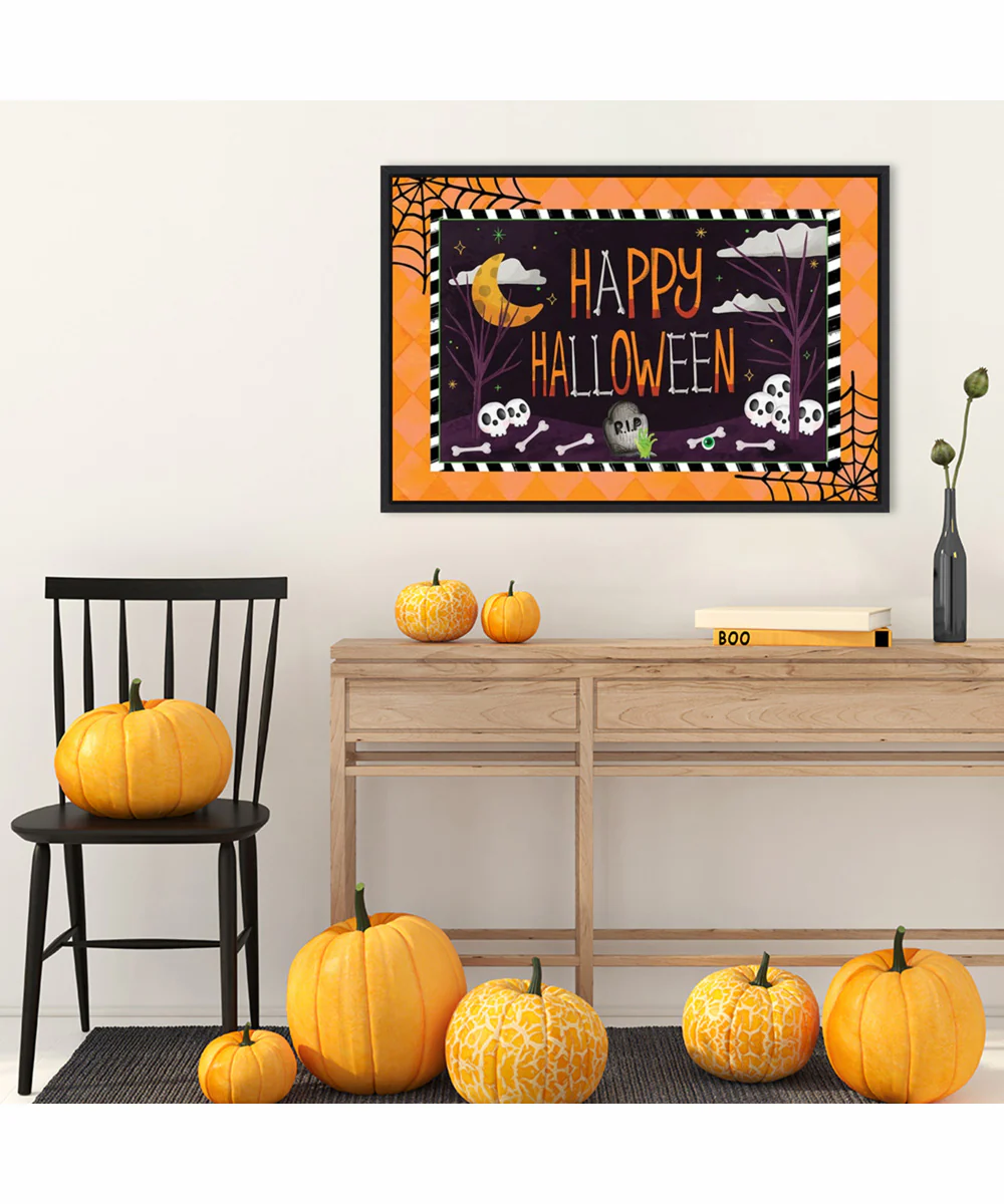 Framed Happy Halloween by Art Nd Canvas Wall Art Print (33 W x 23 H), Sylvie Black Frame - Image 2