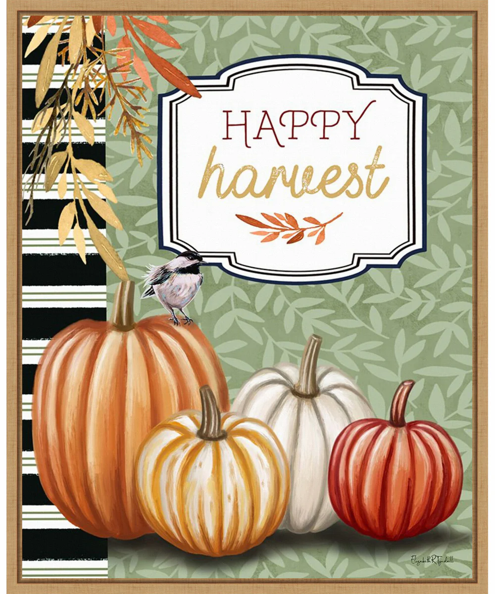 Framed Happy Harvest by Elizabeth Tyndall Canvas Wall Art Print (23 W x 28 H), Sylvie Maple Frame