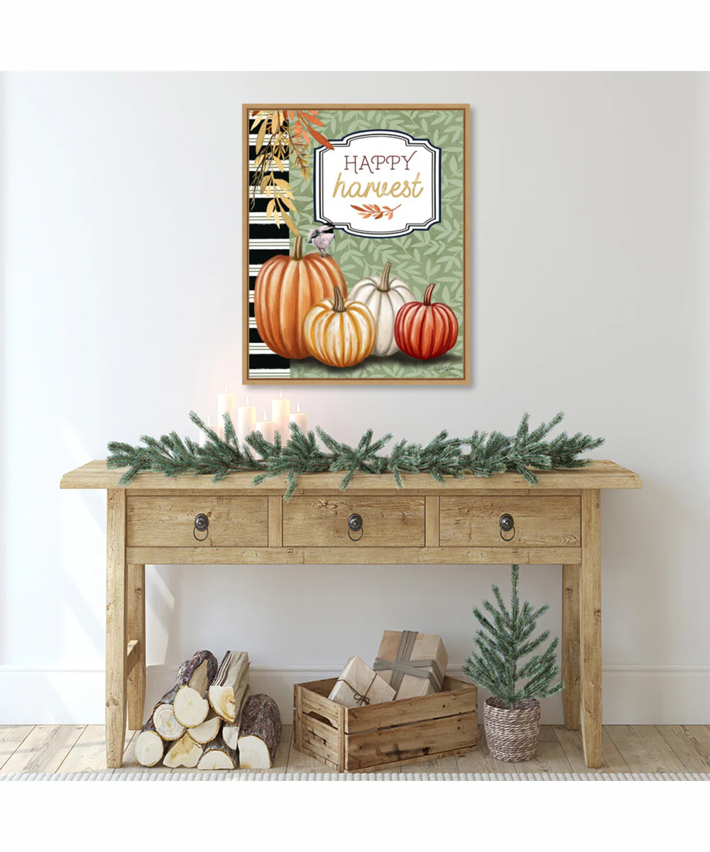 Framed Happy Harvest by Elizabeth Tyndall Canvas Wall Art Print (23 W x 28 H), Sylvie Maple Frame - Image 2