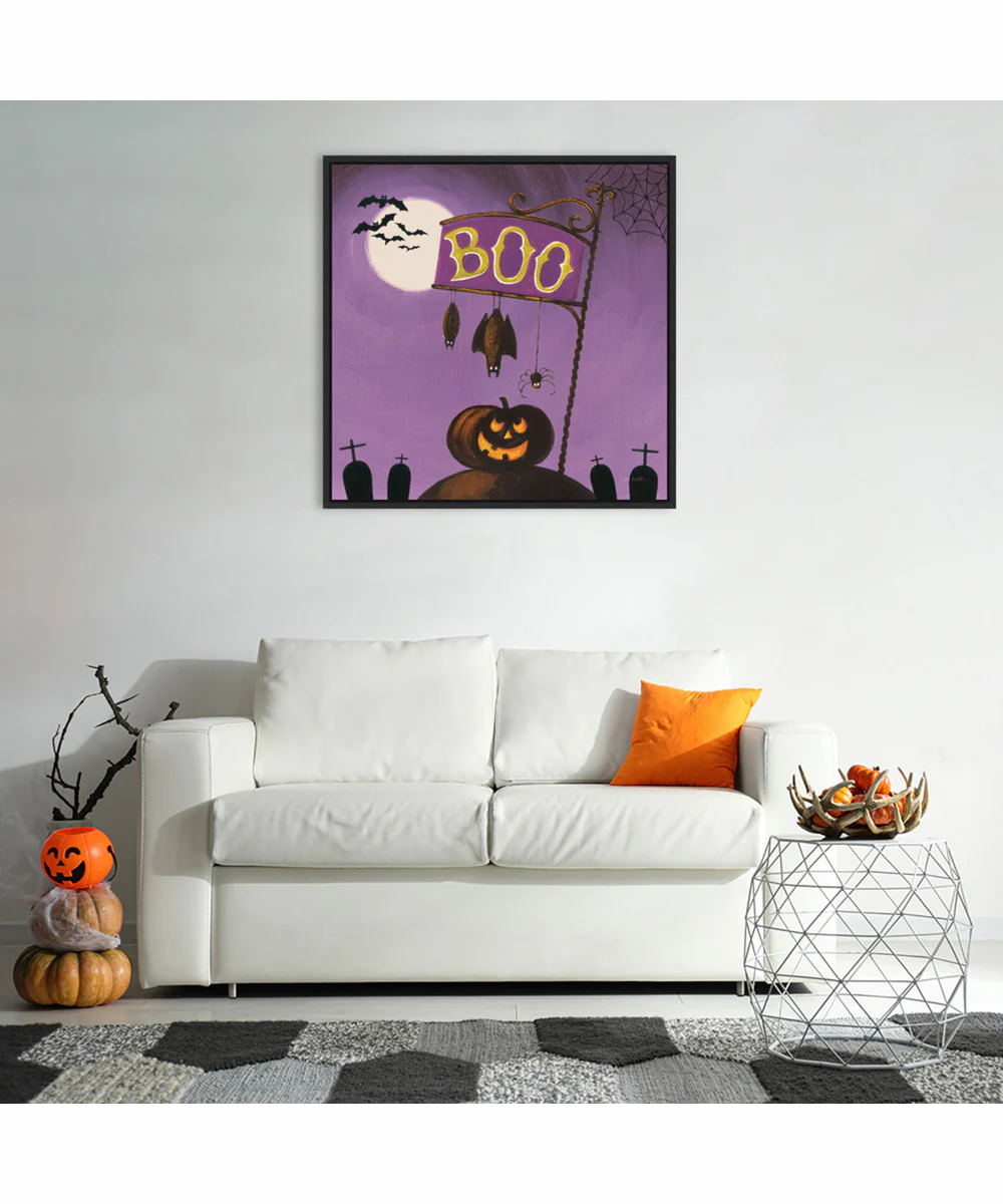 Framed Happy Haunting IV by Lisa Audit Canvas Wall Art Print (30  W x 30  H), Sylvie Black Frame - Image 2