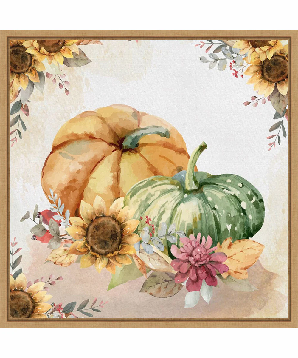 Framed Harvest Pumpkins by Art Nd Canvas Wall Art Print (22  W x 22  H), Sylvie Maple Frame