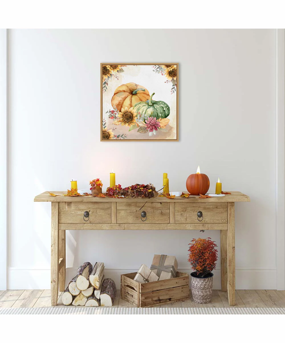 Framed Harvest Pumpkins by Art Nd Canvas Wall Art Print (22  W x 22  H), Sylvie Maple Frame - Image 2