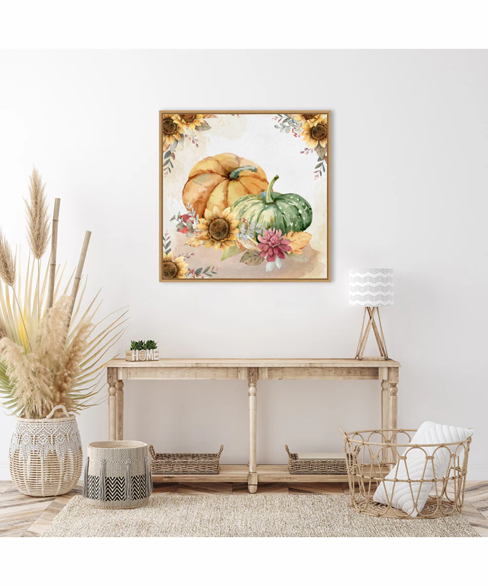 Framed Harvest Pumpkins by Art Nd Canvas Wall Art Print (30  W x 30  H), Sylvie Maple Frame - Image 2