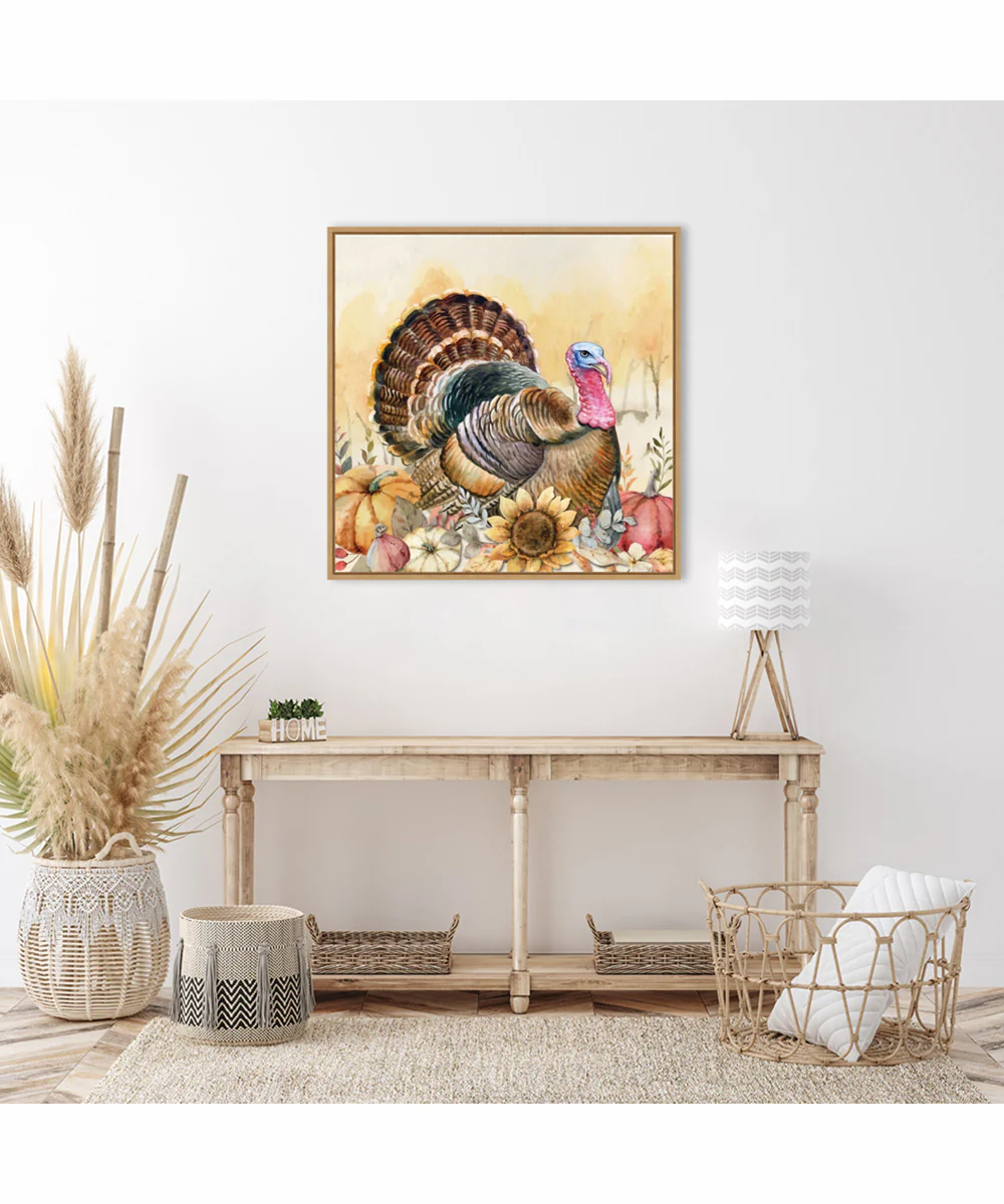 Framed Harvest Turkey by Art Nd Canvas Wall Art Print (30  W x 30  H), Sylvie Maple Frame - Image 2