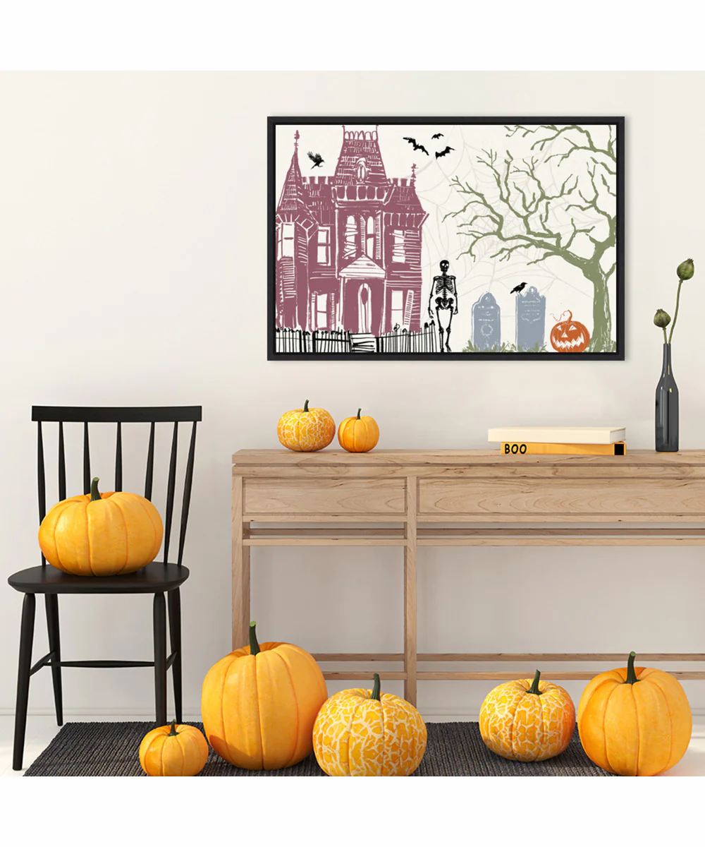 Framed Haunted House I Color by Anne Tavoletti Canvas Wall Art Print (33  W x 23  H), Sylvie Black Frame - Image 2