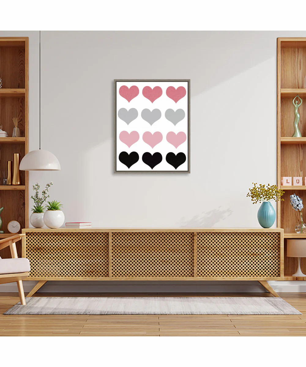 Framed Hearts by Ashley Singleton Canvas Wall Art Print (23  W x 28  H), Sylvie Greywash Frame - Image 2