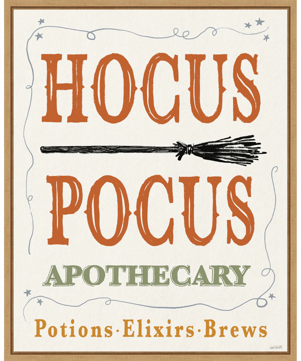 Framed Hocus Pocus Halloween Color by Anne Tavoletti Canvas Wall Art Print (23  W x 28  H), Sylvie Maple Frame
