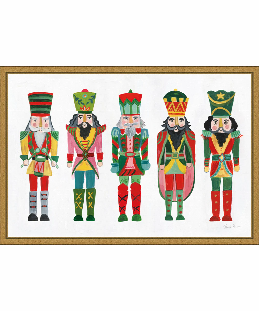 Framed Holiday Nutcrackers I by Farida Zaman Canvas Wall Art Print (23 W x 16 H), Sylvie Gold Frame