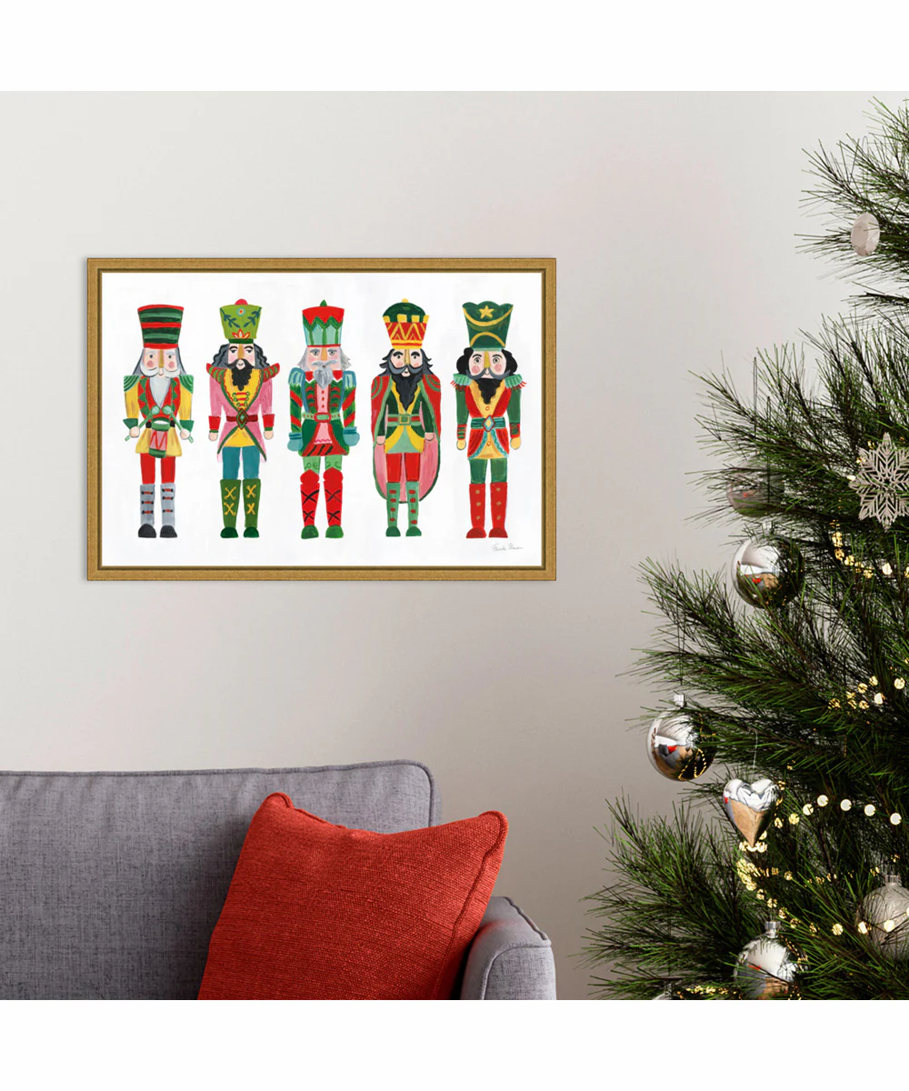 Framed Holiday Nutcrackers I by Farida Zaman Canvas Wall Art Print (23 W x 16 H), Sylvie Gold Frame - Image 2