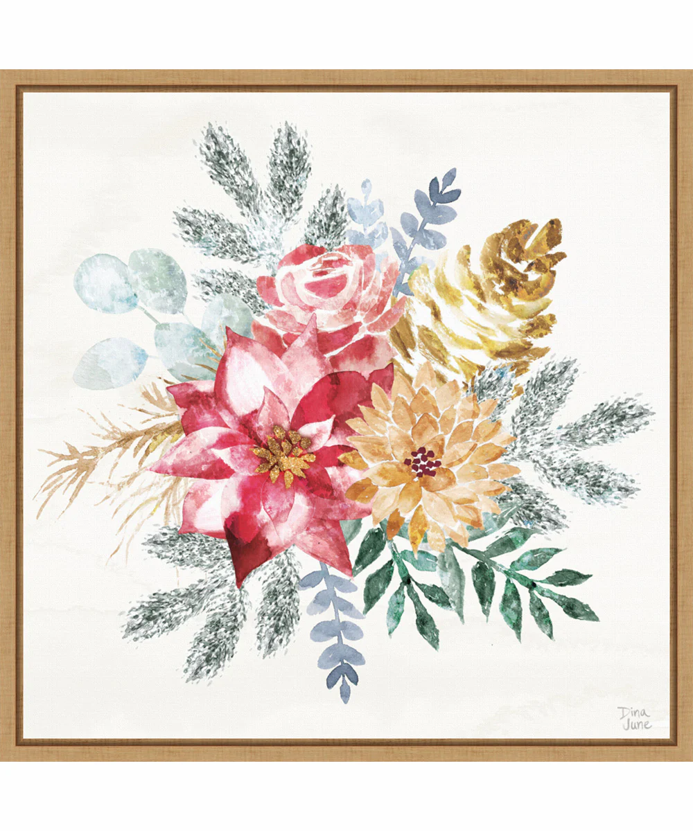 Framed Holiday Sparkle II by Dina June Canvas Wall Art Print (22  W x 22  H), Sylvie Maple Frame