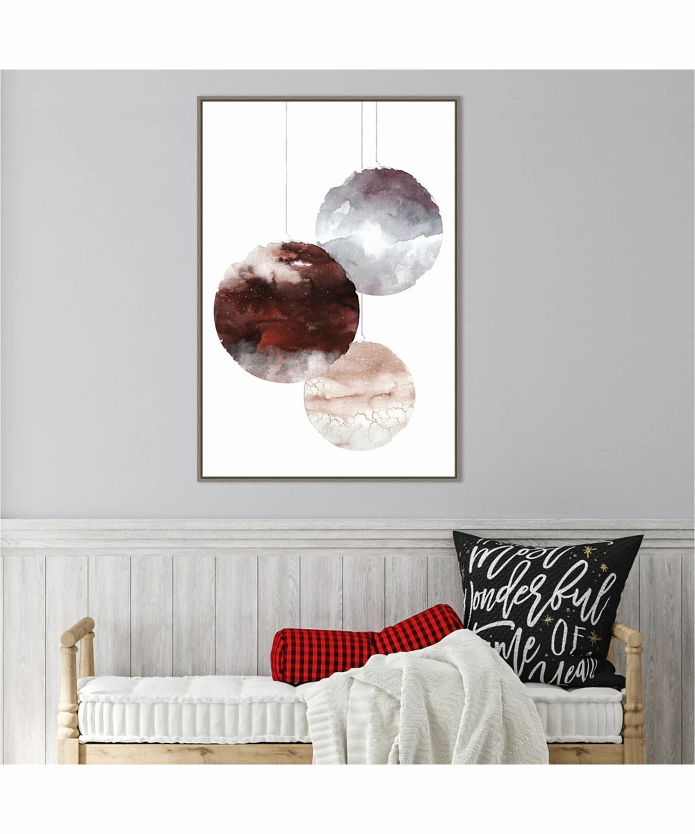 Framed Holiday Time 3 Christmas Ornaments by Design Fabrikken Canvas Wall Art Print (23  W x 33  H), Sylvie Greywash Frame - Image 2